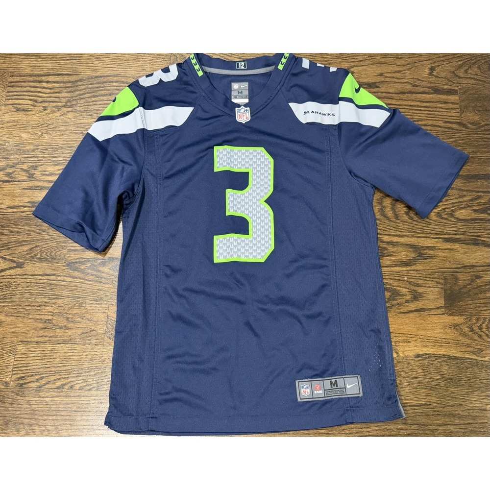Nike Seahawks Jersey Russell Wilson #3 NFL On Field Game Home Jersey Men Medium